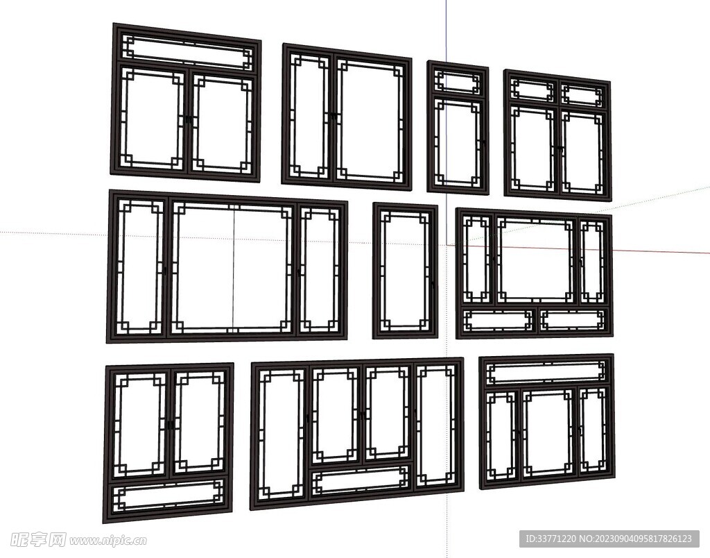 古典中式窗户模型