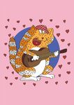 橘色花猫弹吉他爱心