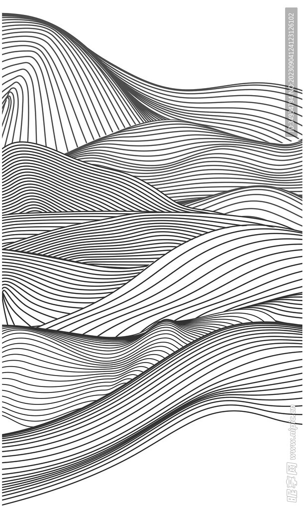 优美矢量线条山脉插画