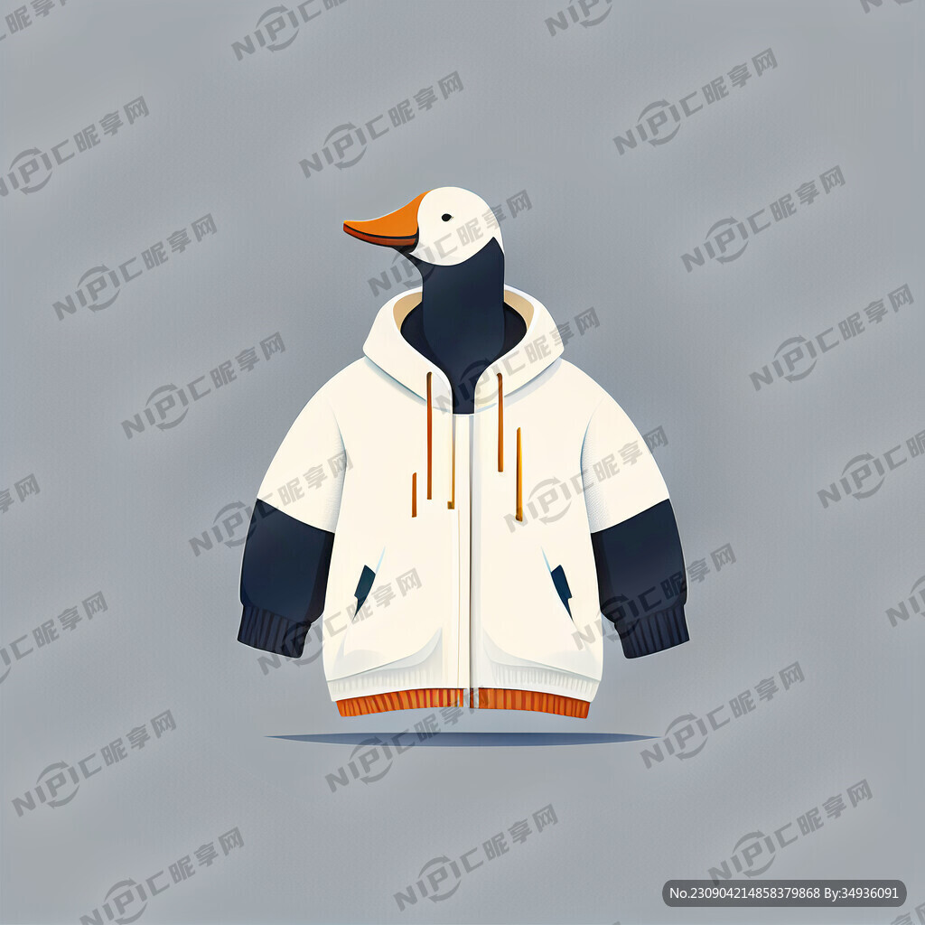 白色鹅的冬季服装的简约商标设计