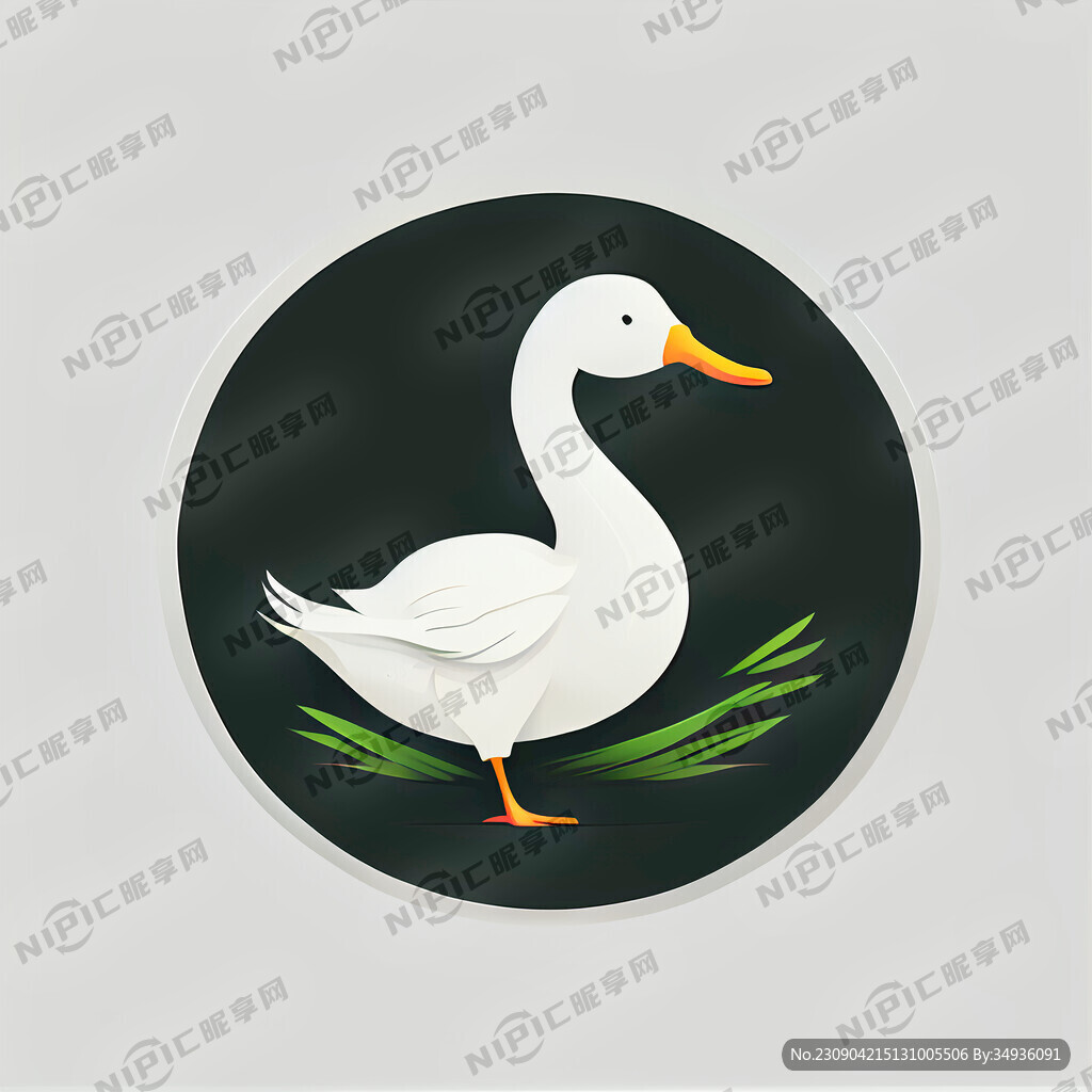 白色鹅的圆形简约商标设计