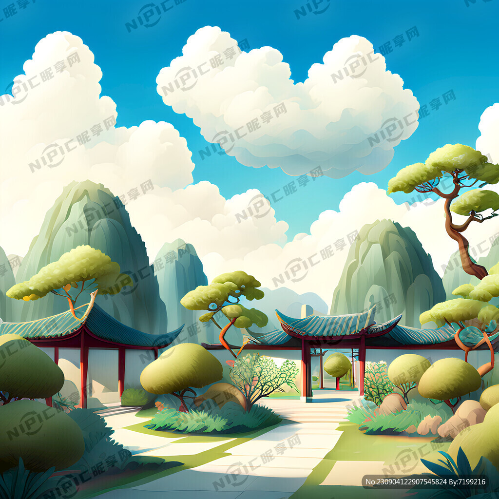 园林猕猴桃蓝天白云