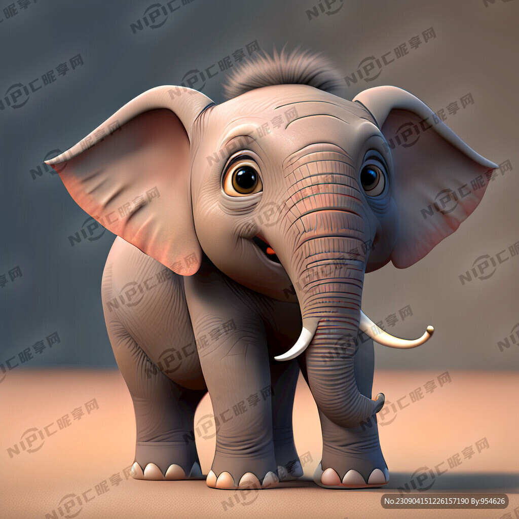 小象 皮克斯动画风格 3D模型