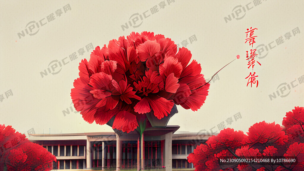 教师节 大学 康乃馨 红色
