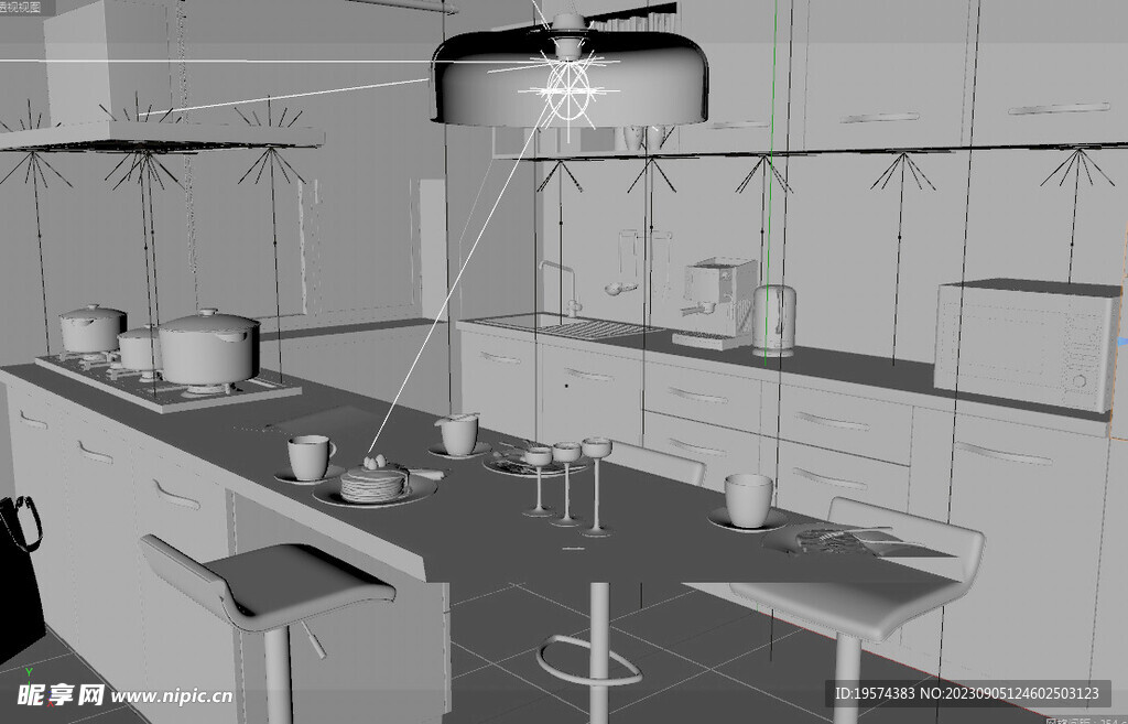 C4D模型 厨房 