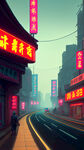 赛博朋克街道和公路