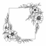 黑白线描花卉边框