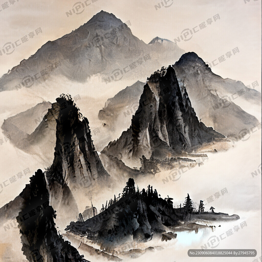 山谷 中国风 中国画 山水