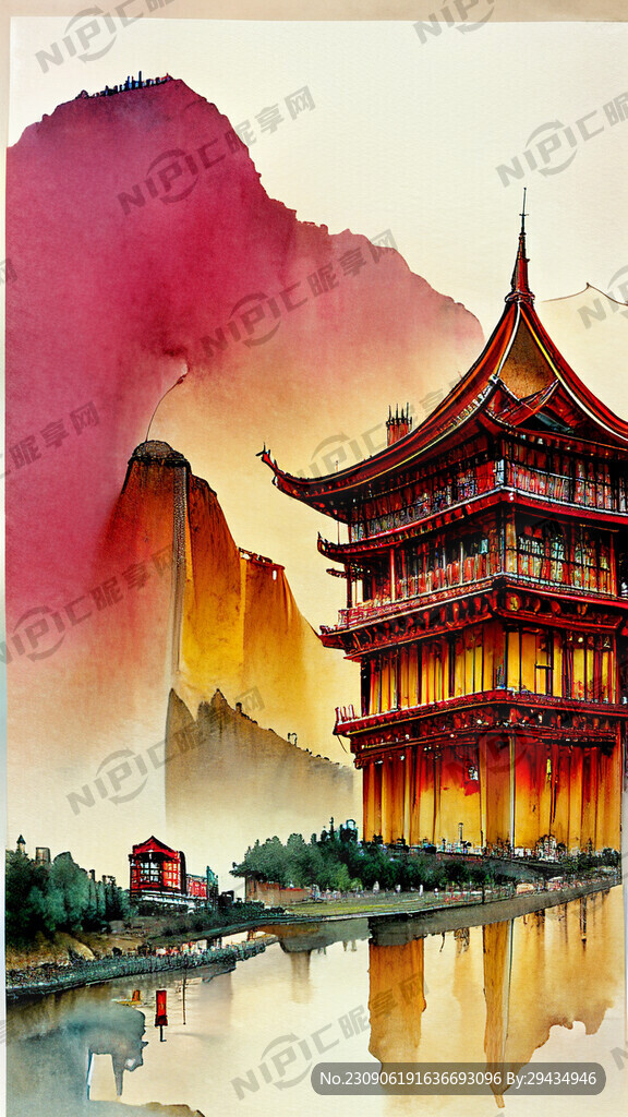 重庆建筑重庆河流茅台酒红色黄色