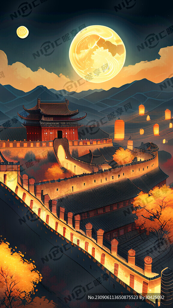 中秋节古代唐长安城繁华灯火通明
