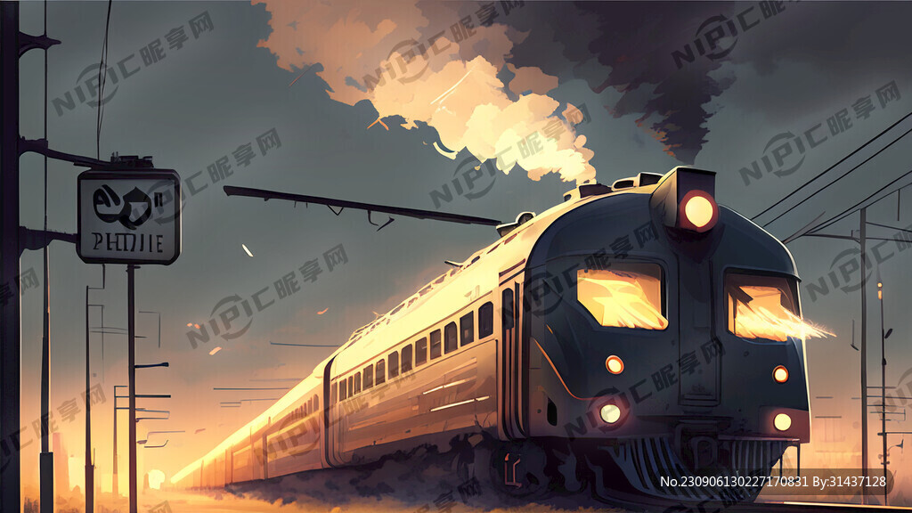 火车 鸣笛 路标 傍晚