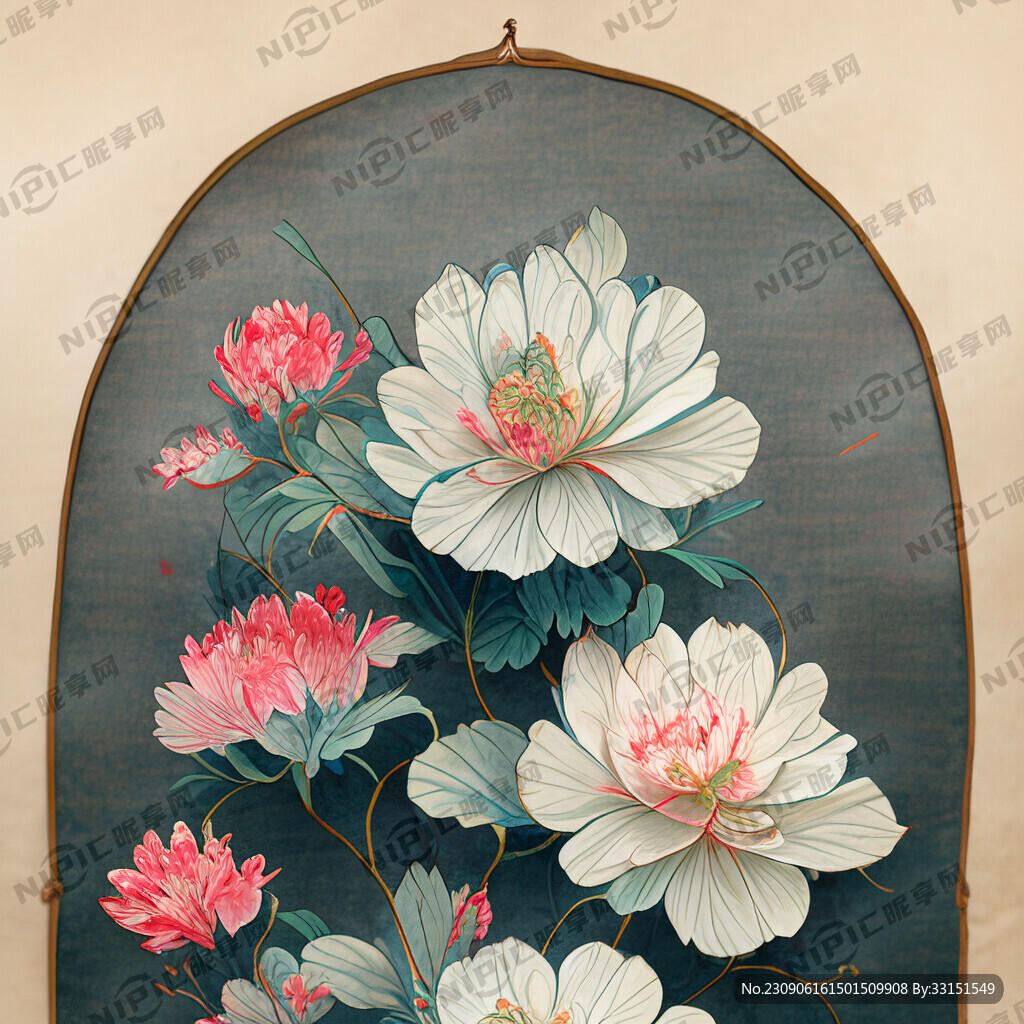 古风花卉 中国画 旗袍花