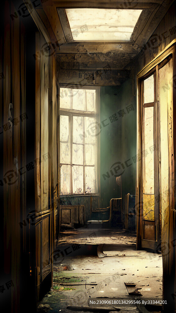 破旧的酒店走廊