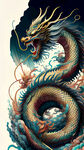 神话，神龙，蛟龙，游龙，飞龙，龙头，龙角，龙身，龙爪，龙尾，龙鳞，鳞片，全身，飞翔，飞行，翱翔，金属，质感，光泽，机甲，机械，装甲，炫酷，科幻，壮观，恢弘，霸气，震撼，超远，距离，天空，大地，远山，群山，背景，大场景