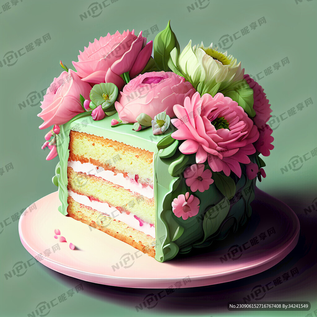 鲜花蛋糕 有粉色有绿色