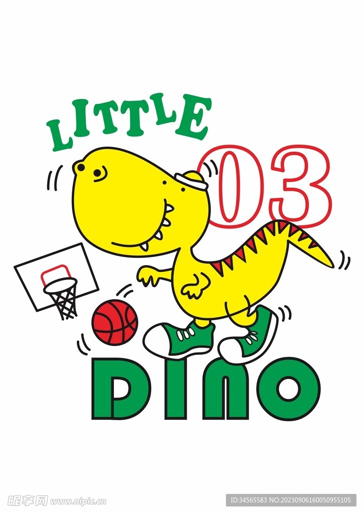黄色恐龙 篮球 数字03