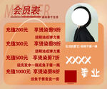 美发会员表