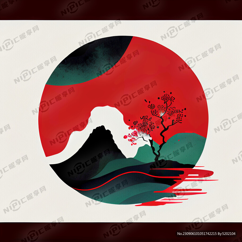红曲 手绘 简约 中国风 插画