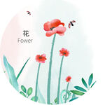 蝶恋花花卉圆形挂画装饰画