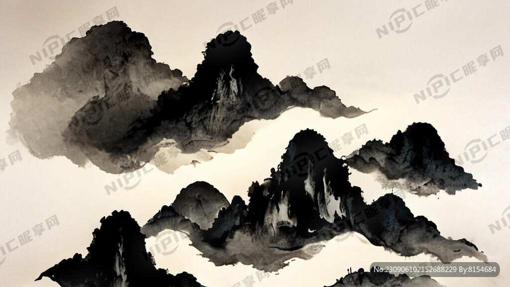 中国风 水墨背景 云层