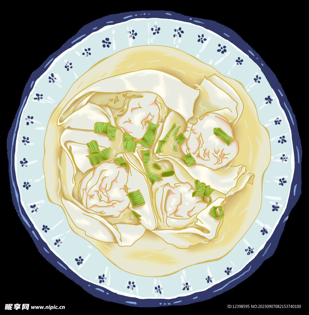 手绘插图美食馄饨插画