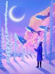 梦幻星空鲸鱼唯美浪漫插画