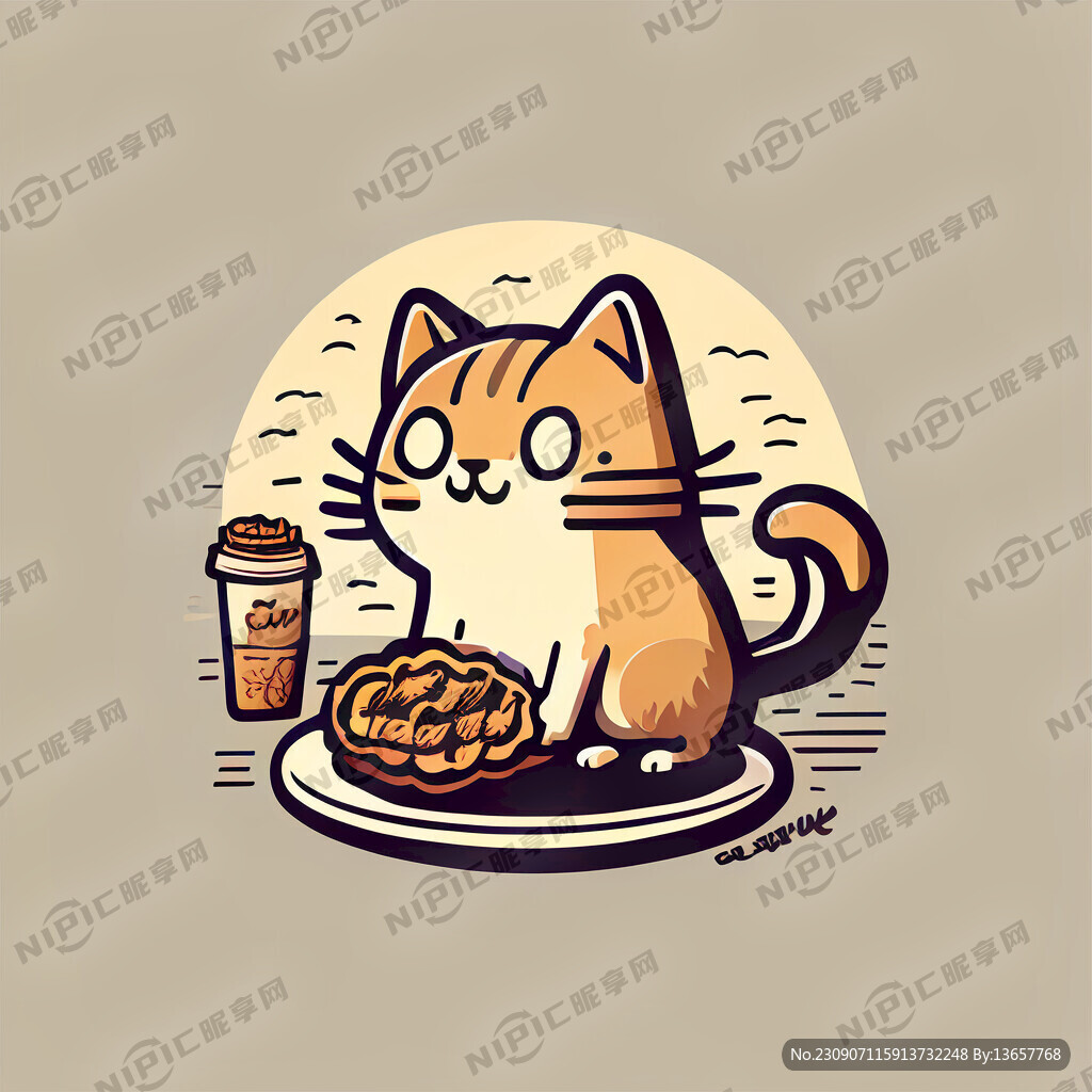 猫 卡通 标志 简单 零食