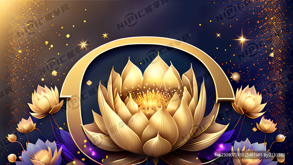 周年庆典主题字是金色蓝紫色背景
