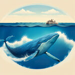 蓝色海浪上鲸鱼在自由享受美好的海景
