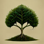 一颗古老绿色的茶树树叶分明概念插画