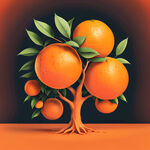 橙子树纯色背景