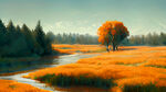 橙树草地河流