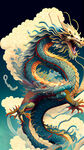 神话，神龙，蛟龙，游龙，飞龙，飞翔，飞行，翱翔，龙身，鳞甲，金属，质感，光泽，机甲，机械，装甲，炫酷，科幻，壮观，霸气，震撼，硬核，超远，距离，天空，大地，河流，山川，远山，群山，云雾，云层，背景
