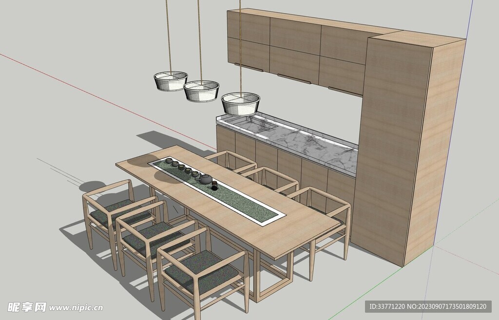 原木厨房家居模型