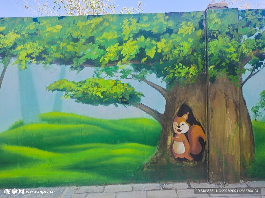 幼儿园墙绘 卡通动物手绘