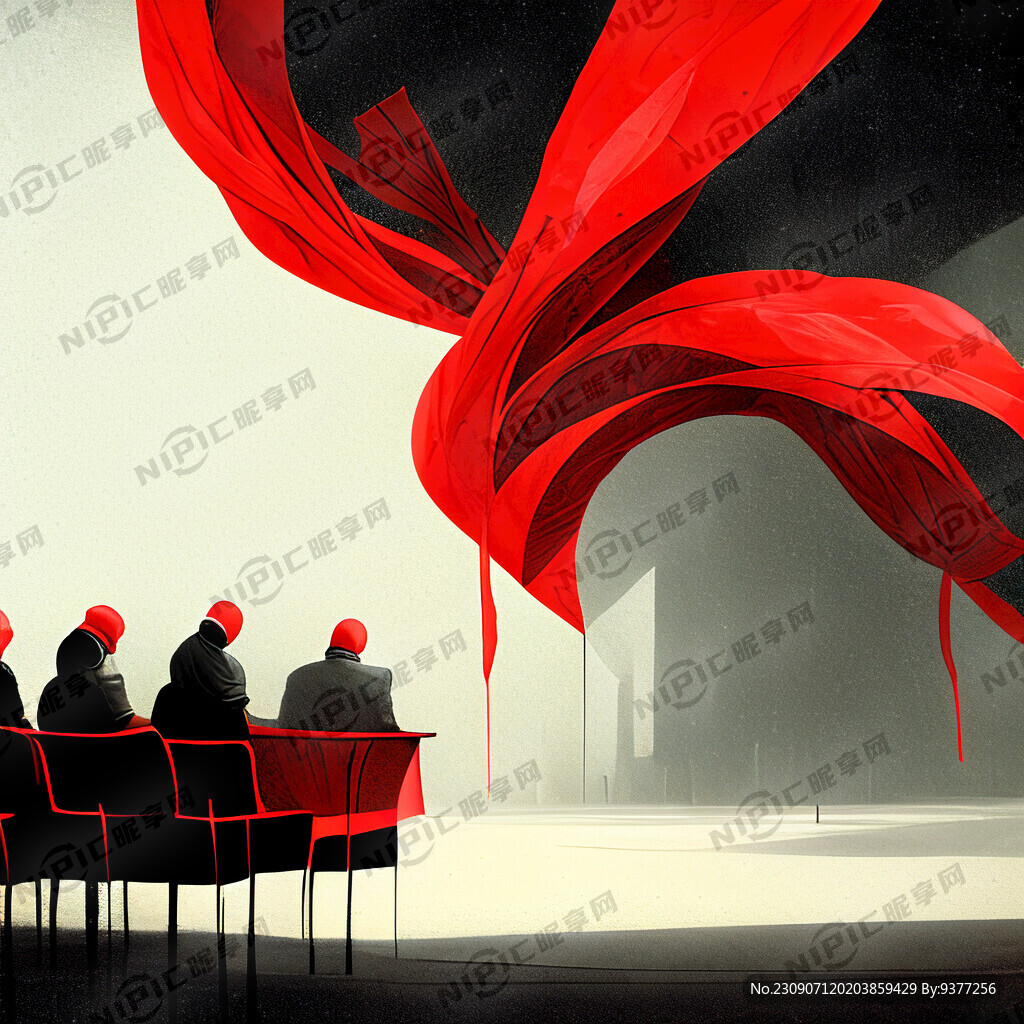 红色 彩带 飘扬 会议