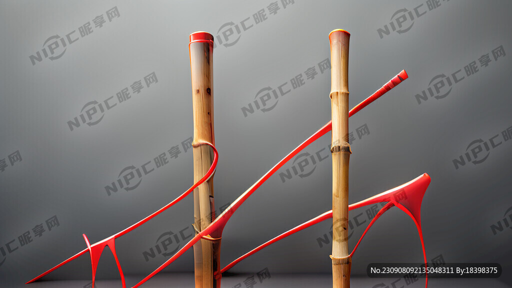 网红风格3d竹竿