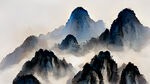 中式风景清晨深山中飘渺的薄雾明亮清晰顽童小花