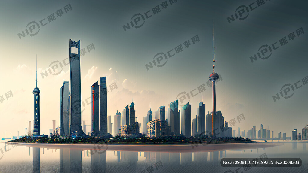 上海浦西外滩天际线