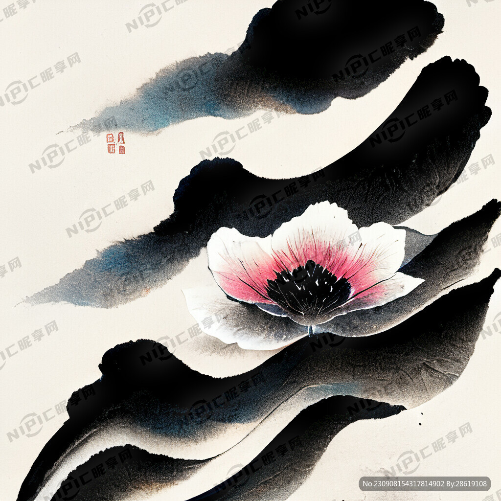 黑白波浪纹花瓣纹