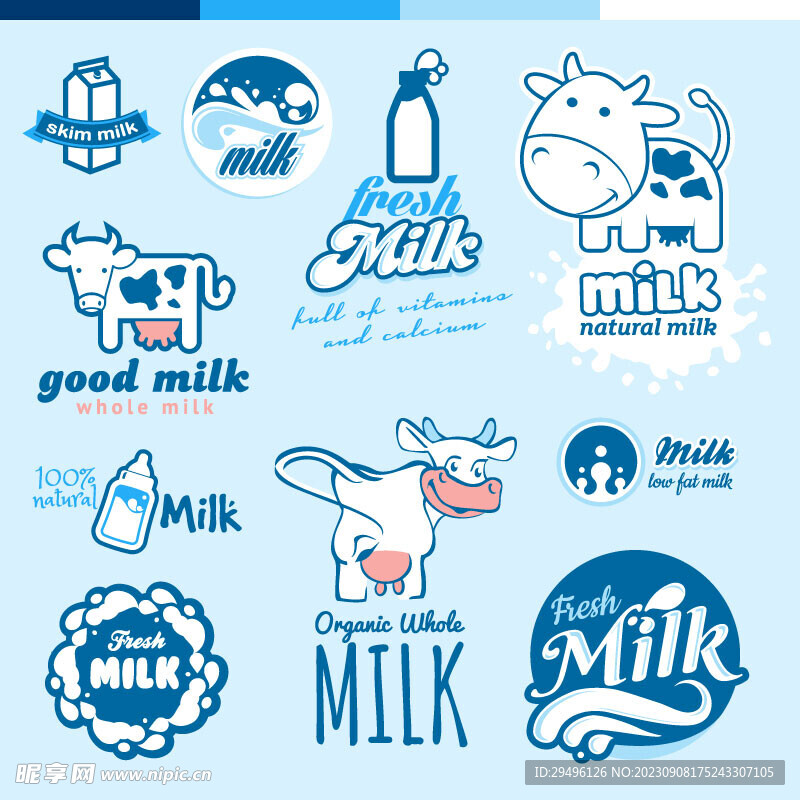 卡通牛奶标签