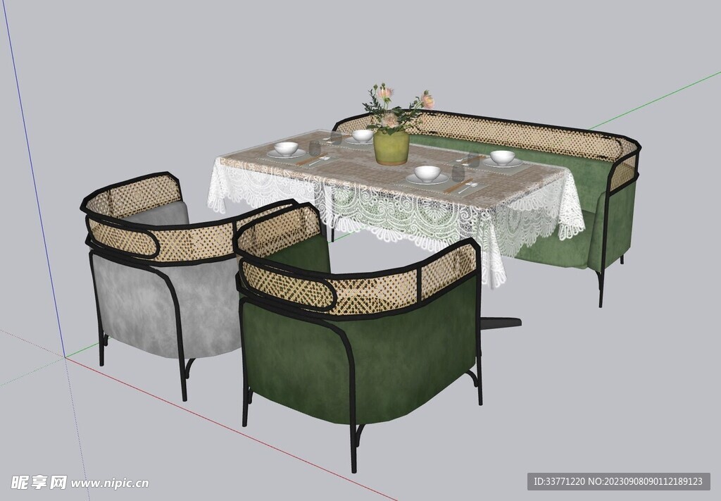 咖啡厅桌椅模型