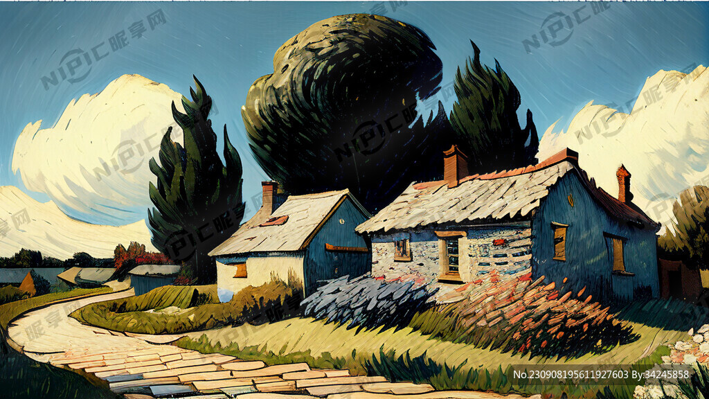 右边有个小房子 路边有花