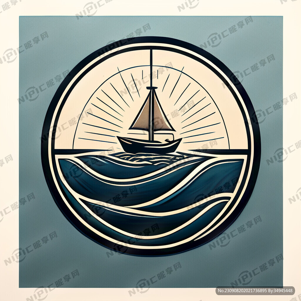 海洋图和天秤的公司简笔画标志