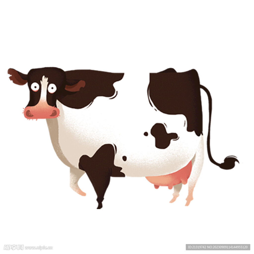 手绘插图可爱小奶牛