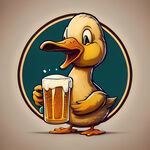 喝啤酒的卡通鸭子，标志