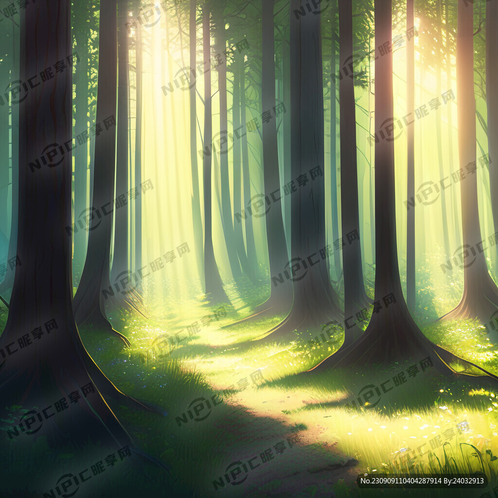 夏日森林阳光穿透