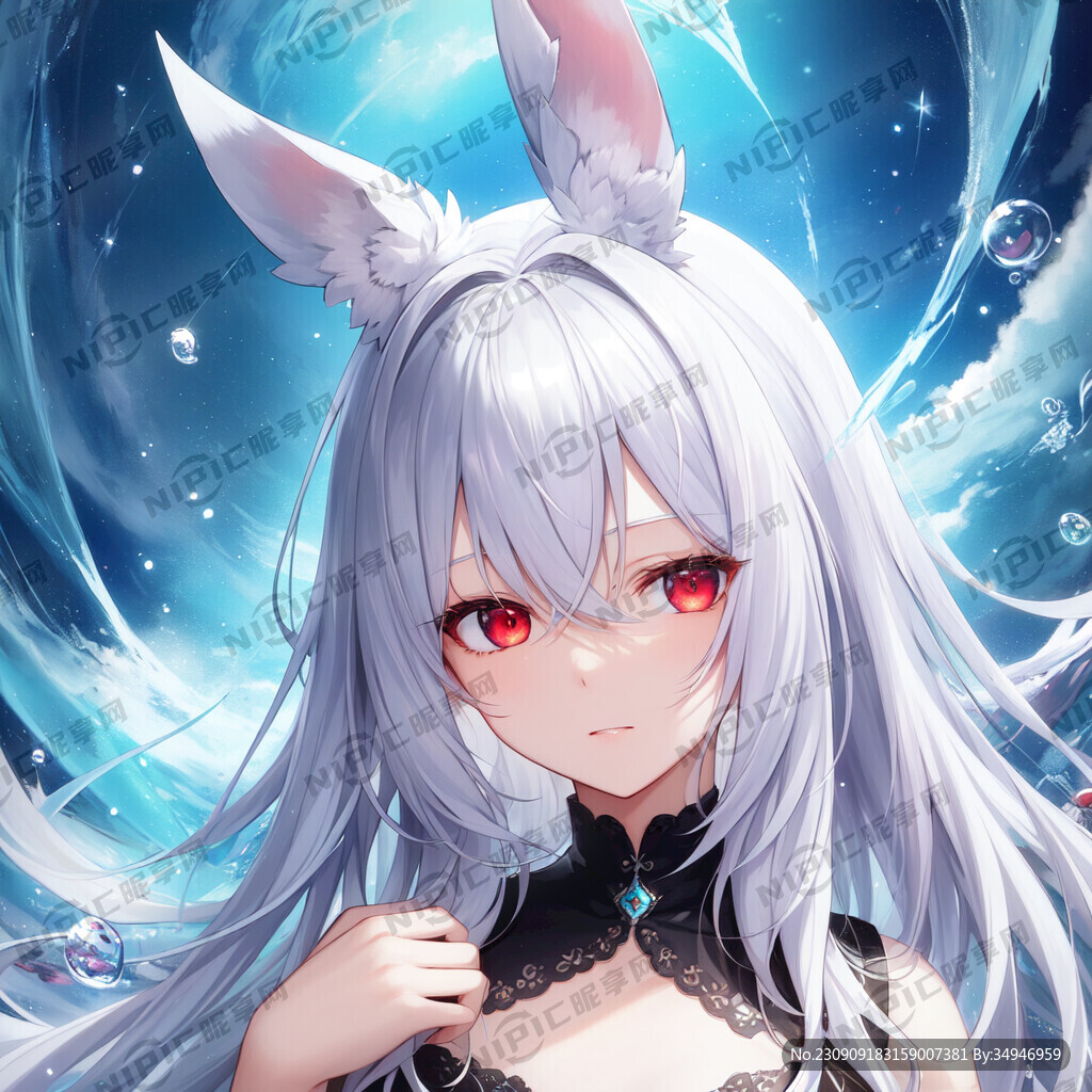 兔耳少年 白色的头发 大师之作