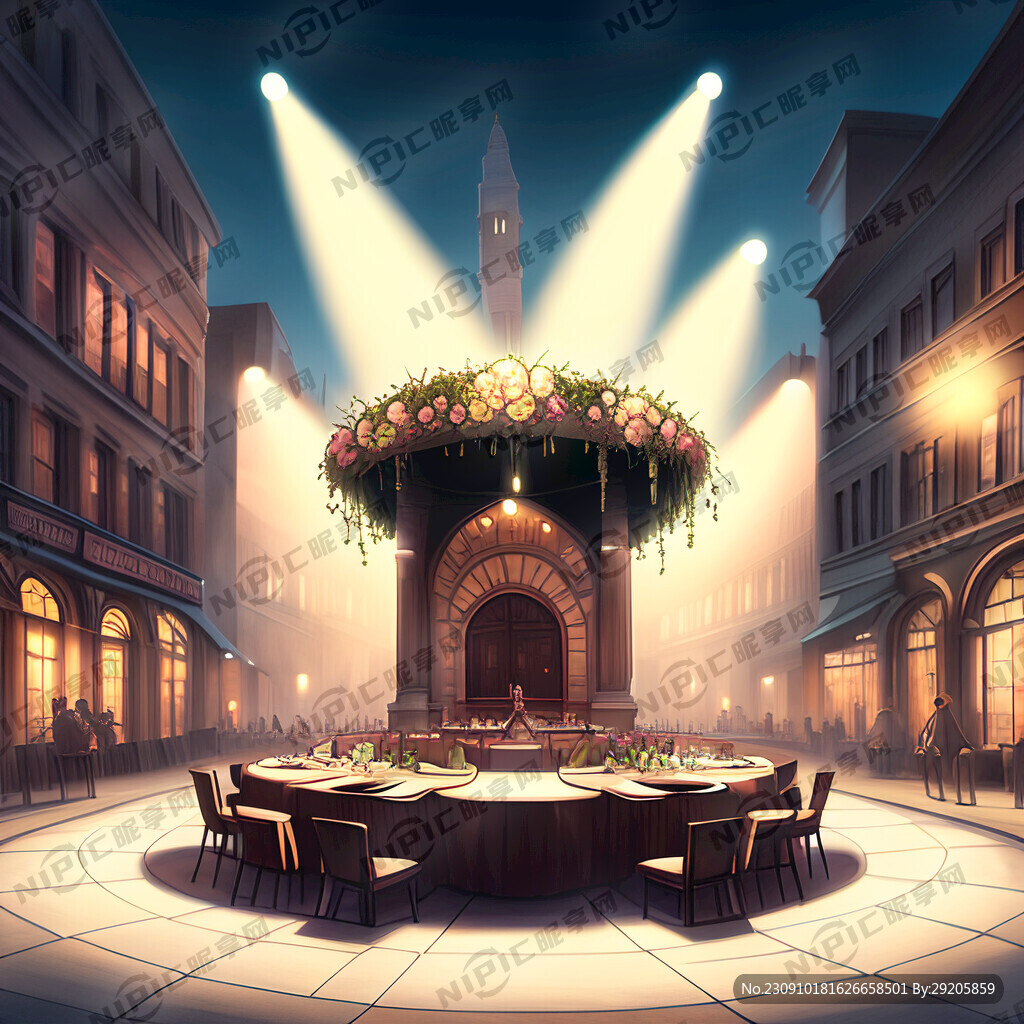 在小区广场举办圆桌酒席宴会有舞