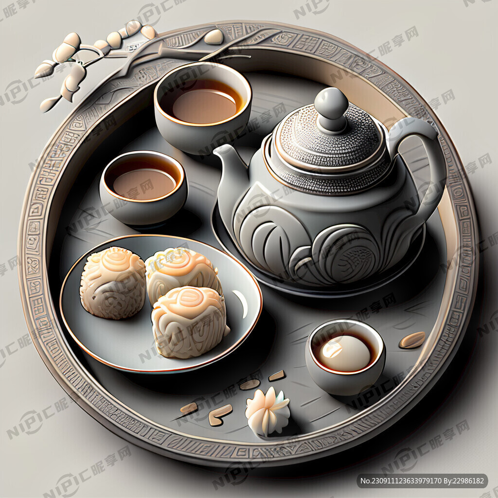 粤式早茶浮雕灰度图